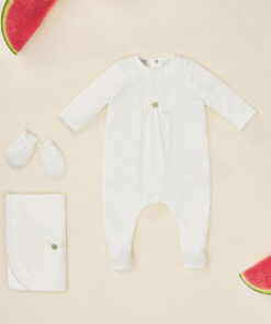 Paz Rodriguez Babygrow Algodão Pérola com Peito Rendado