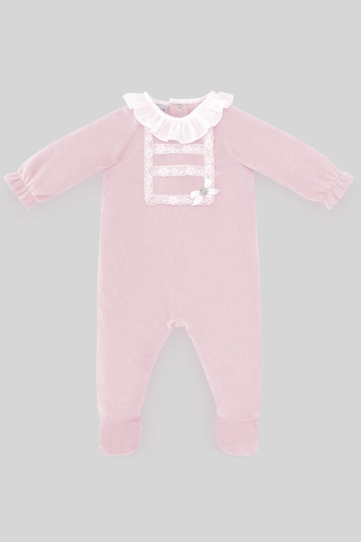 Paz Rodriguez Tema Ternura Babygrow Laminado Rosa com Gola e Renda no Peito