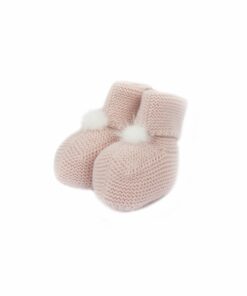 Carmen Taberner Patucos Rosa Bebé com Pompom de Pêlo
