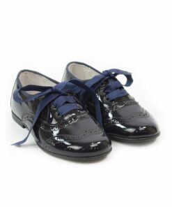 Sapatos de Verniz Azul Marinho com Cordões