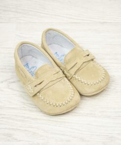 Mocassim de Camurça Bege com Velcro