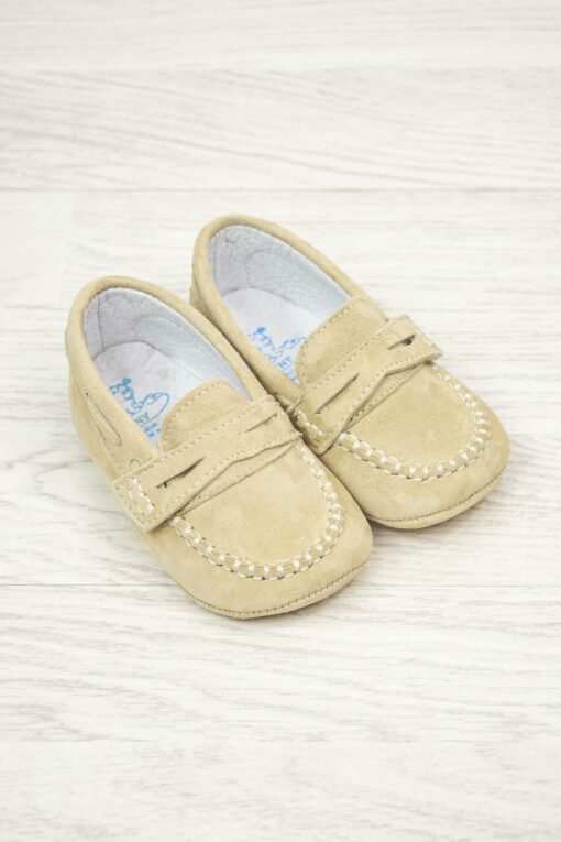 Mocassim de Camurça Bege com Velcro