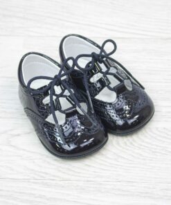 Sapatos de Verniz Azul Marinho com Cordões
