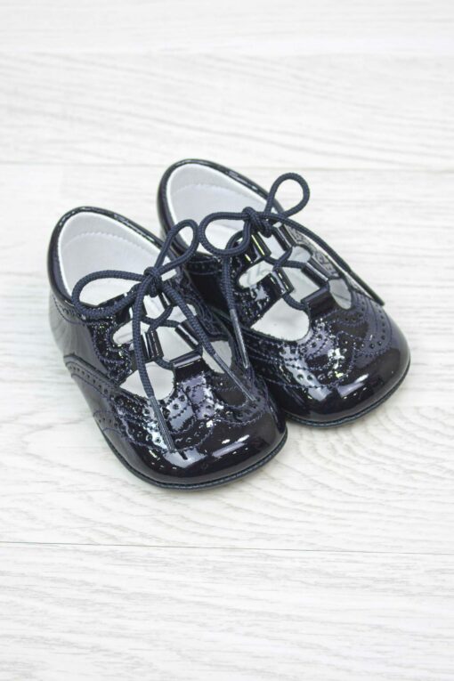 Sapatos de Verniz Azul Marinho com Cordões