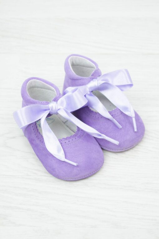 Sapatos Lavanda de Camurça com Laço de Cetim