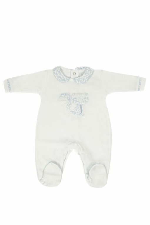 Mighty Love Tema Esquilo Babygrow Canelado Branco e Azul