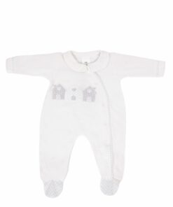 Babygrow Laminado Mighty Love Branco com Casinhas