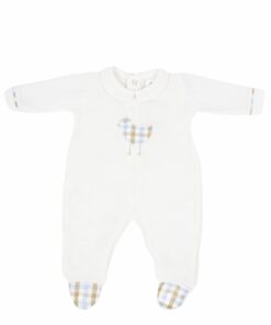 Mighty Love Tema Passarinho Xadrez Babygrow Laminado Branco com Gola