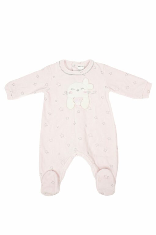 Tutto Piccolo Babygrow Rosa com Desenho de Foca e Estrelinhas