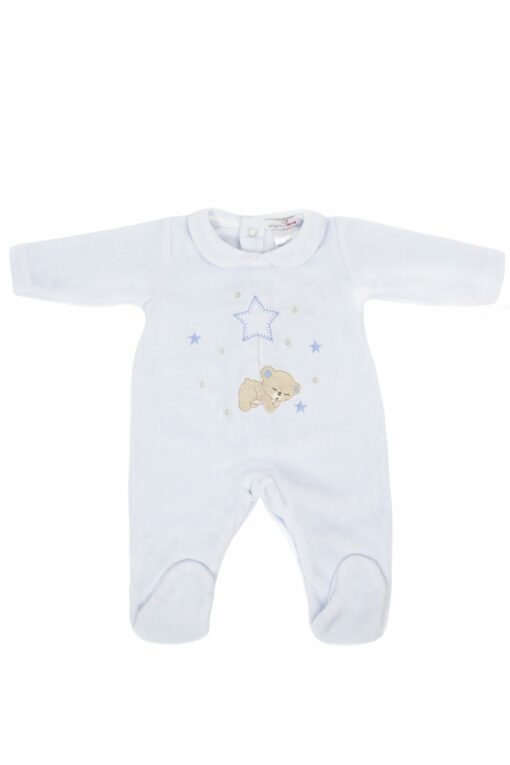 Babygrow Laminado Mighty Love Azul com Ursinho e Estrelinhas