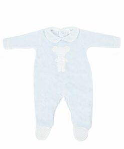 Babygrow Laminado Mighty Love Azul com Ursinho e Gola Redonda