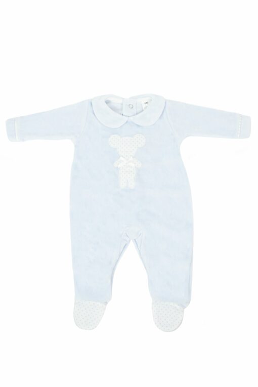 Babygrow Laminado Mighty Love Azul com Ursinho e Gola Redonda