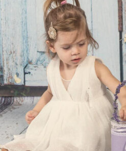 Vestido de Festa em Tule Branco ás Pintinhas