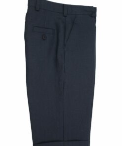 Calção de Linho Azul Marinho com Bolsos Atrás