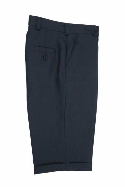 Calção de Linho Azul Marinho com Bolsos Atrás