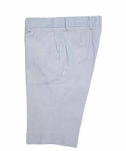 Calção em Tecido Azul Claro e Branco com Bolso Atrás