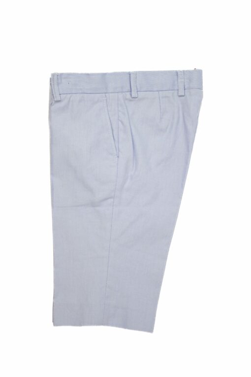 Calção em Tecido Azul Claro e Branco com Bolso Atrás