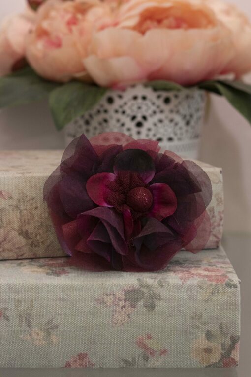 Pinça de Flor Bordeaux para o Cabelo