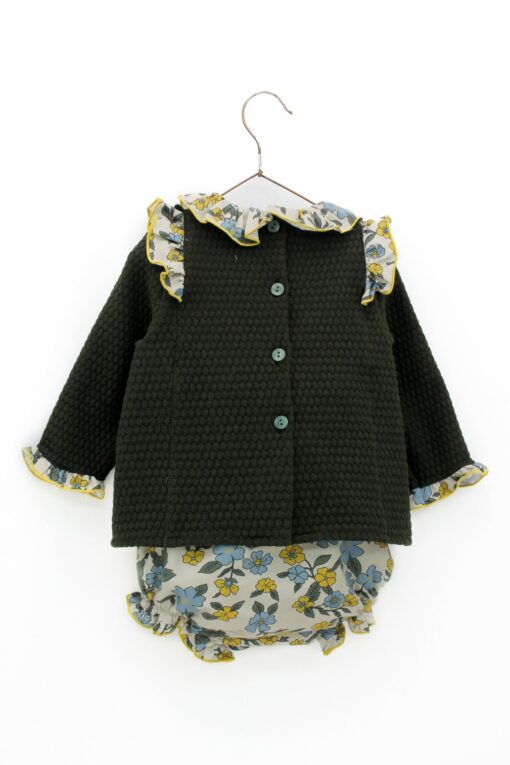 Foque Conjunto de Camisola Verde com Folhos e Tapa Fraldas Florido - Image 3