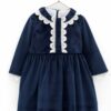 Foque Vestido de Veludo Marinho com Detalhes em Renda