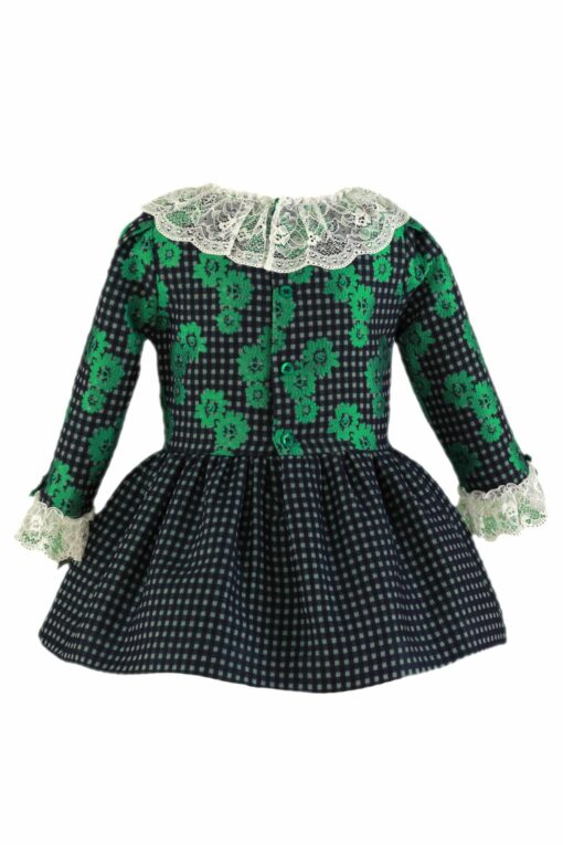 Miranda Tema Marinho e Verde Vestido com Gola e Detalhes em Renda - Image 3