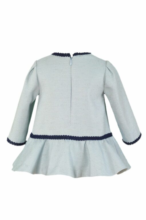 Miranda Tema Celeste Vestido com Gola e Laço em Veludo - Image 2