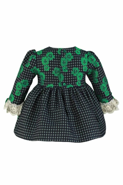 Miranda Tema Marinho e Verde Vestido com Detalhes em Renda e Touca - Image 2