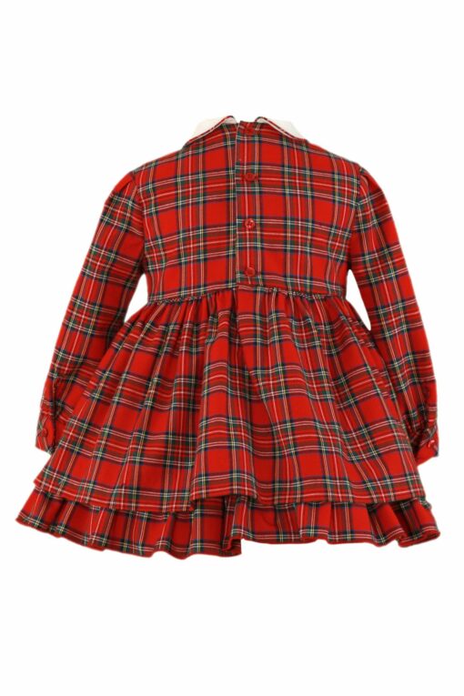 Miranda Vestido Xadrez Vermelho com Gola e Detalhes no Peito - Image 2