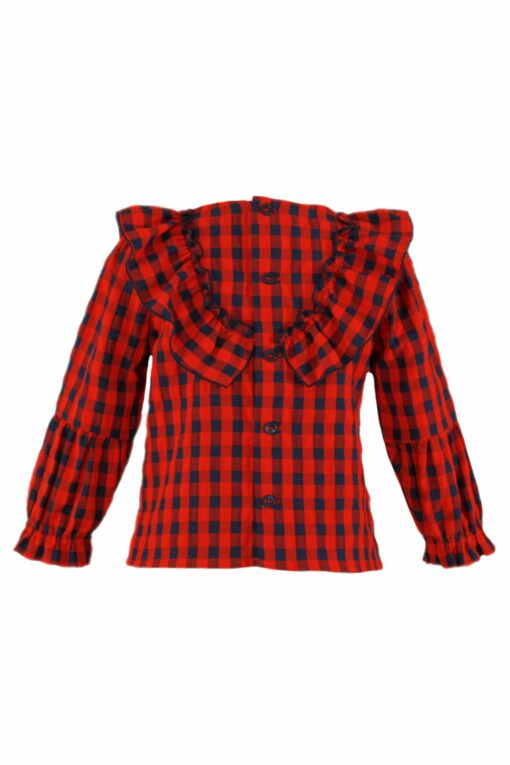 Miranda Tema Vichy Marinho Conjunto de Blusa e Saia - Image 5