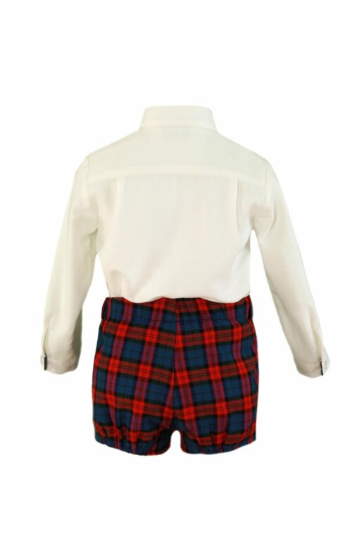 Miranda Conjunto Camisa e Calção de Xadrez Vermelho Vivo e Azul Petróleo - Image 2
