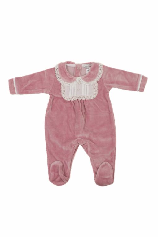 Mighty Love Tema Renda Babygrow Laminado Rosa com Peito de Renda