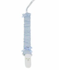 Mighty Love Prende-Chupetas Xadrez Azul e Branco com Laços