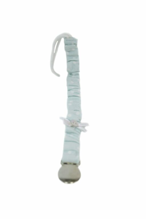 Mighty Love Prende-Chupetas Azul Claro com Pintinhas Brancas