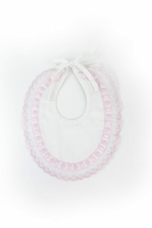 Babete Pérola com Detalhe em Renda Rosa
