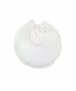 Babete Branca com Detalhes em Renda e Pintinhas Rosa