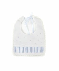 Babete em Pique Branca com Detalhes em Azul