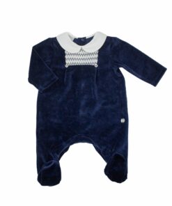 Paz Rodriguez Tema Ternura Babygrow Laminado Azul Marinho com Favinhos