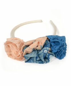 Bandolete com Rosetas Salmão e Azul