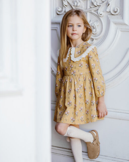99. Paz Rodriguez | Vestido Cor Mostarda Florido