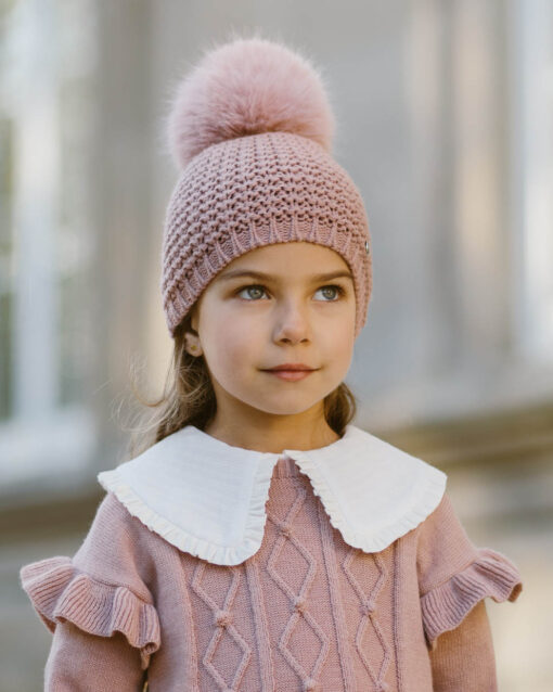 99. Paz Rodriguez Gorro Rosa Seco com Pompom de Pêlo