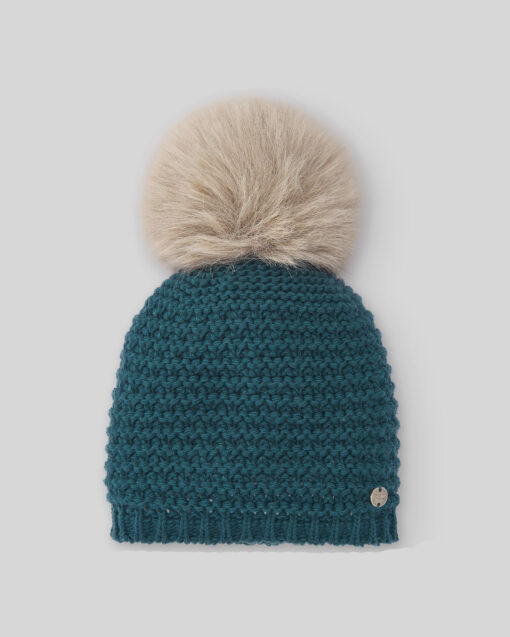 99. Paz Rodriguez Gorro Azul Petróleo com Pompom de Pêlo - Image 2