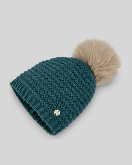 99. Paz Rodriguez Gorro Azul Petróleo com Pompom de Pêlo - Image 3