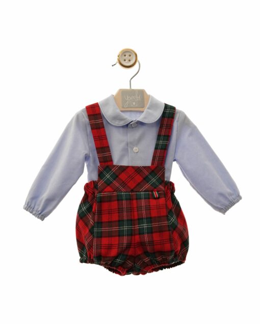 Yoedu Tema Mickey | Conjunto de Calção Axadrezado Vermelho e Verde com Alças e Camisa