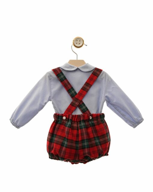 Yoedu Tema Mickey | Conjunto de Calção Axadrezado Vermelho e Verde com Alças e Camisa - Image 2