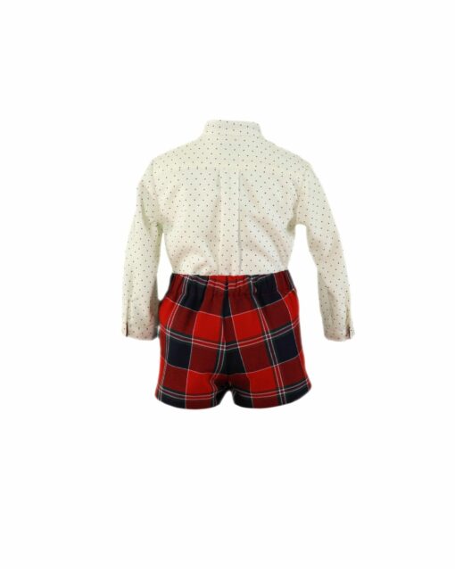 Miranda Tema Azul Marinho e Vermelho Axadrezado | Conjunto de Calção e Camisa - Image 2