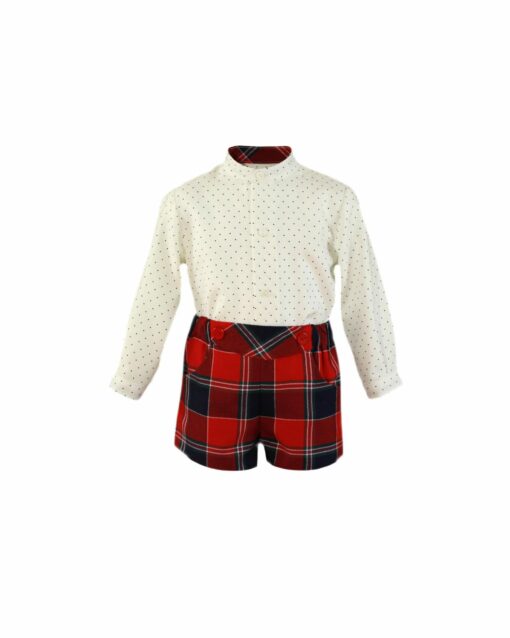 Miranda Tema Azul Marinho e Vermelho Axadrezado | Conjunto de Calção e Camisa