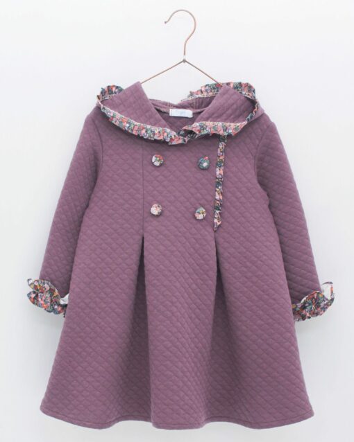 Foque Tema Florido | Vestido Roxo Escuro em Malha com Capuz - Image 4