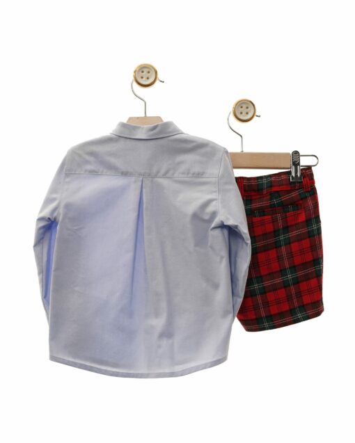 Yoedu Tema Mickey | Conjunto de Calção Axadrezado Vermelho e Verde e Camisa - Image 2