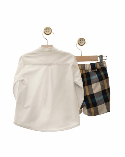 Yoedu Tema Minnie | Conjunto de Calção Axadrezado Azul Marinho e Bege e Camisa - Image 2