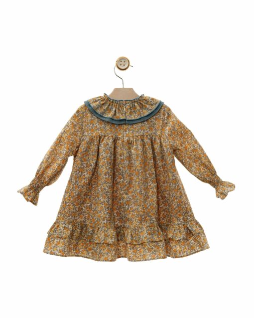 99. Yoedu Tema Simba | Vestido Mostarda Florido com Gola - Image 3